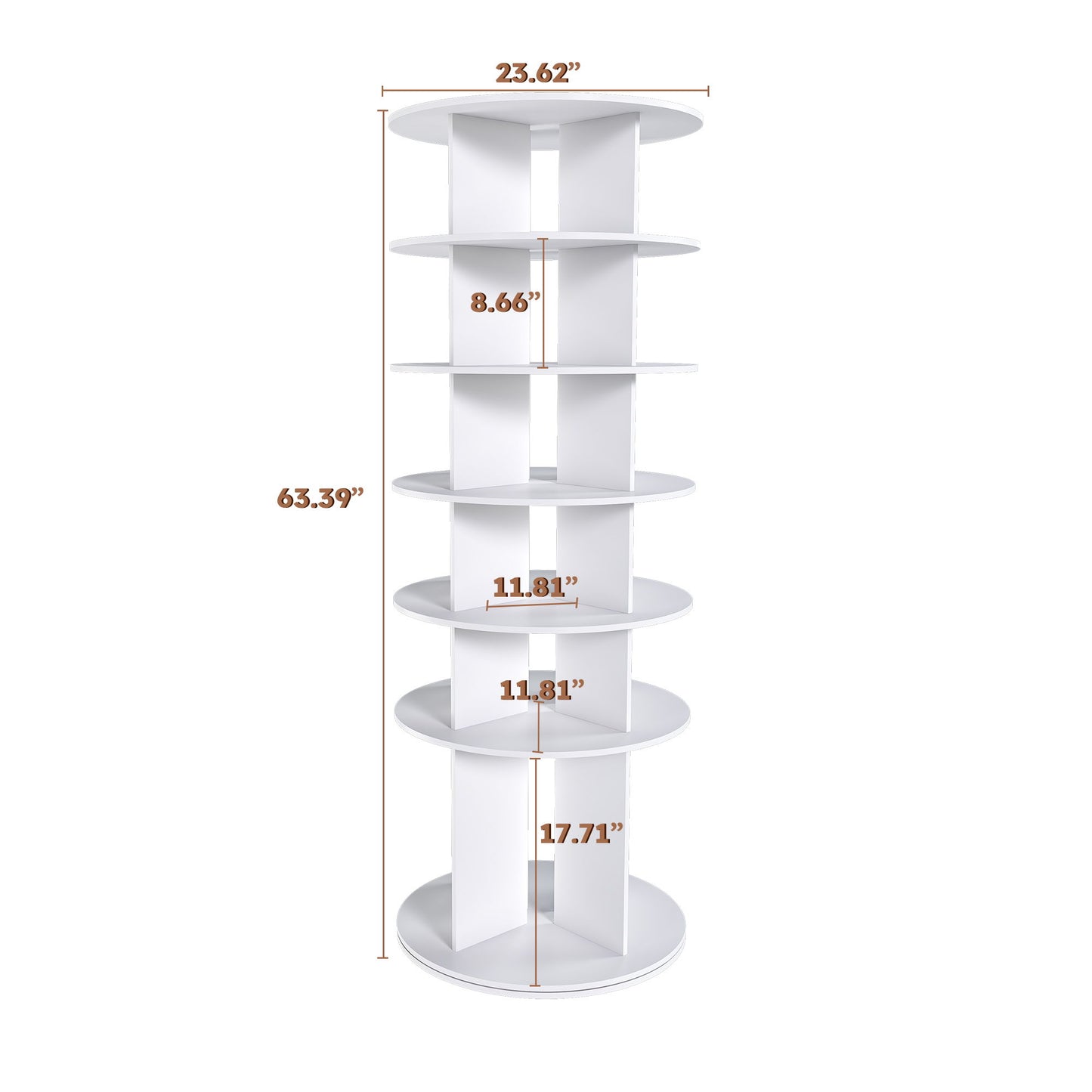 6 Tier Spinning Shoe Rack, Free Standing 360ÔøΩÔøΩ Revolving Shoe Organizer - White