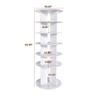 6 Tier Spinning Shoe Rack, Free Standing 360ÔøΩÔøΩ Revolving Shoe Organizer - White