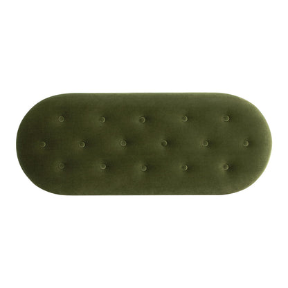 Melinda - Oval Tufted Bullion Fringe Storage Bench - Olive Green