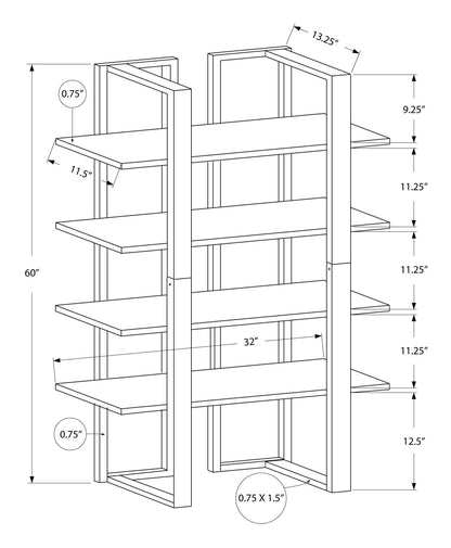 Bookshelf, Bookcase, Etagere, 4 Tier, Office, Contemporary & Modern - Taupe