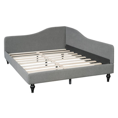 Full Size Modern L Shaped Linen Daybed With Legs - Gray