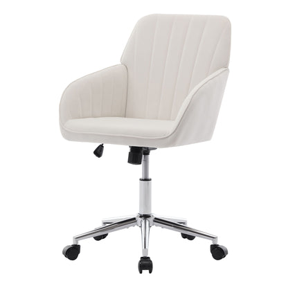 Adjustable Office Chair, Ergonomic Swivel Chair, Velvet Backrest Seat, Comfortable For Long Sitting - Beige