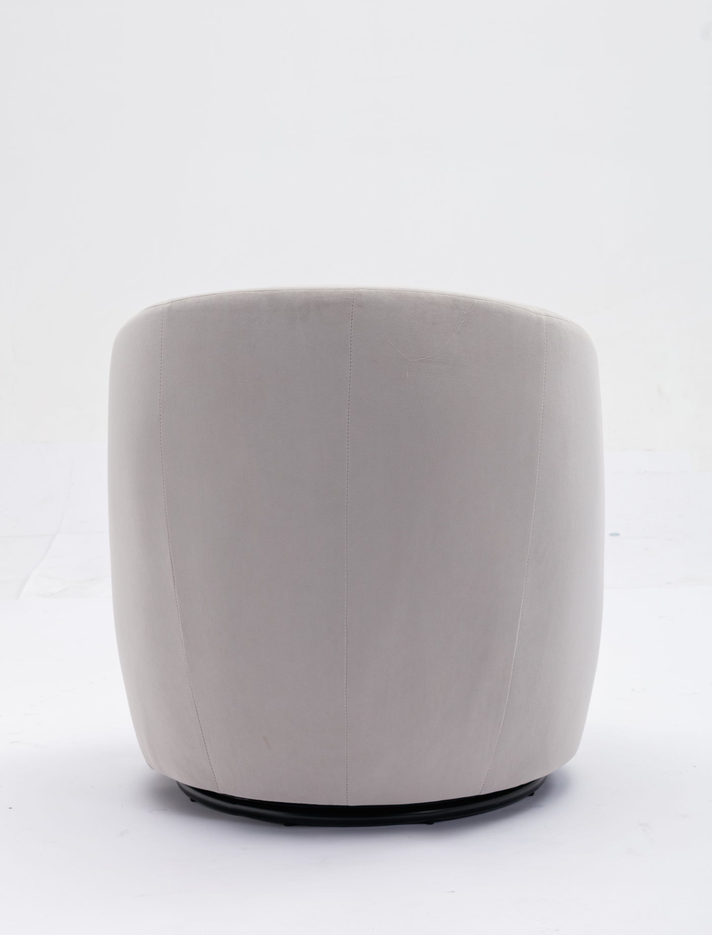 Velvet Fabric Swivel Accent Armchair Barrel Chair With Black Powder Coating Metal Ring - Gray