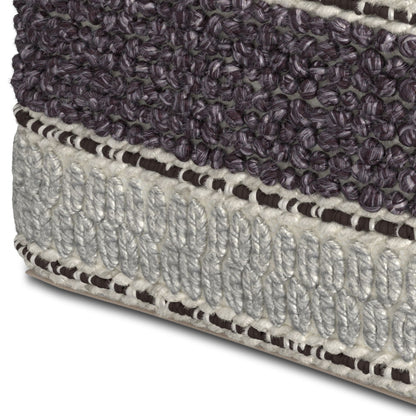 Grady - Square Pouf - Magenta / Natural