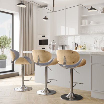 Marana - Bentwood Adjustable Swivel Bar Stool - Light Gray