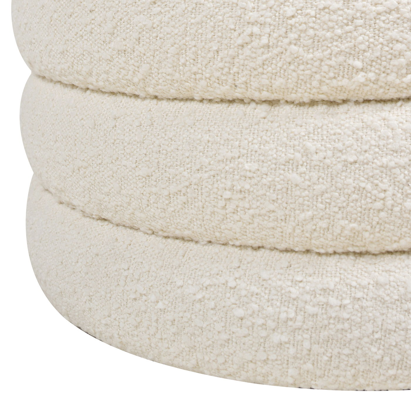 Fuji - Oversized Round Storage Ottoman - Ivory White