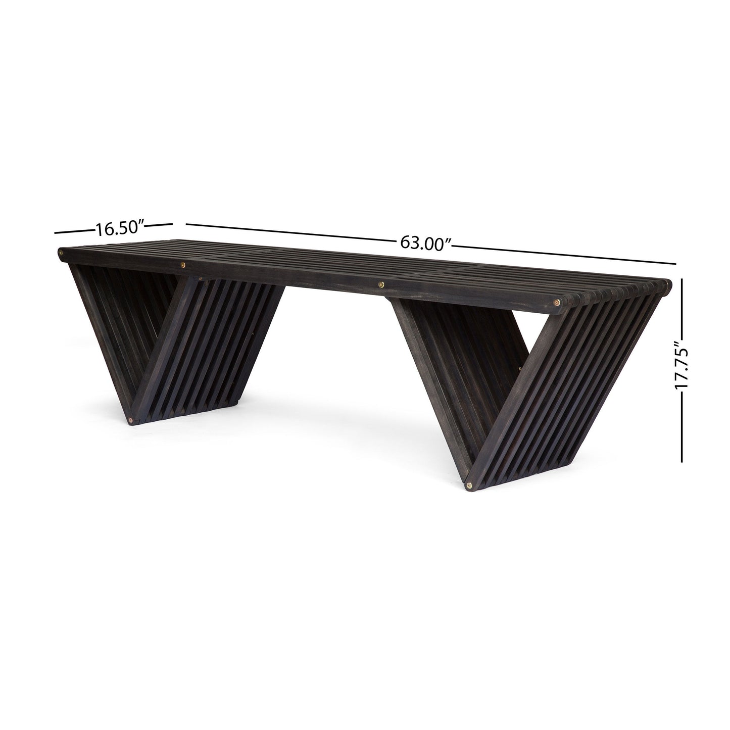 Gloaming - Outdoor Bench With Slat Design And Triangular Base - Dark Gray