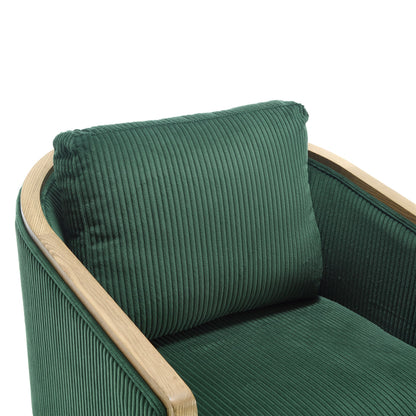 Corduroy Swivel Barrel Chair, Comfortable Accent Sofa Chair With 360 Degree Swivel For Living Room - Emerald