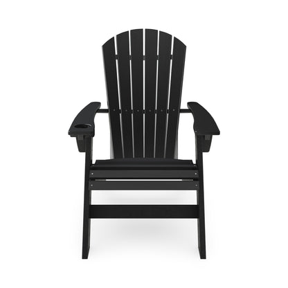 Adirondack Chair Sturdy HDPE Poly Lumber For Poolside, Patio, And Garden Relaxation - Black