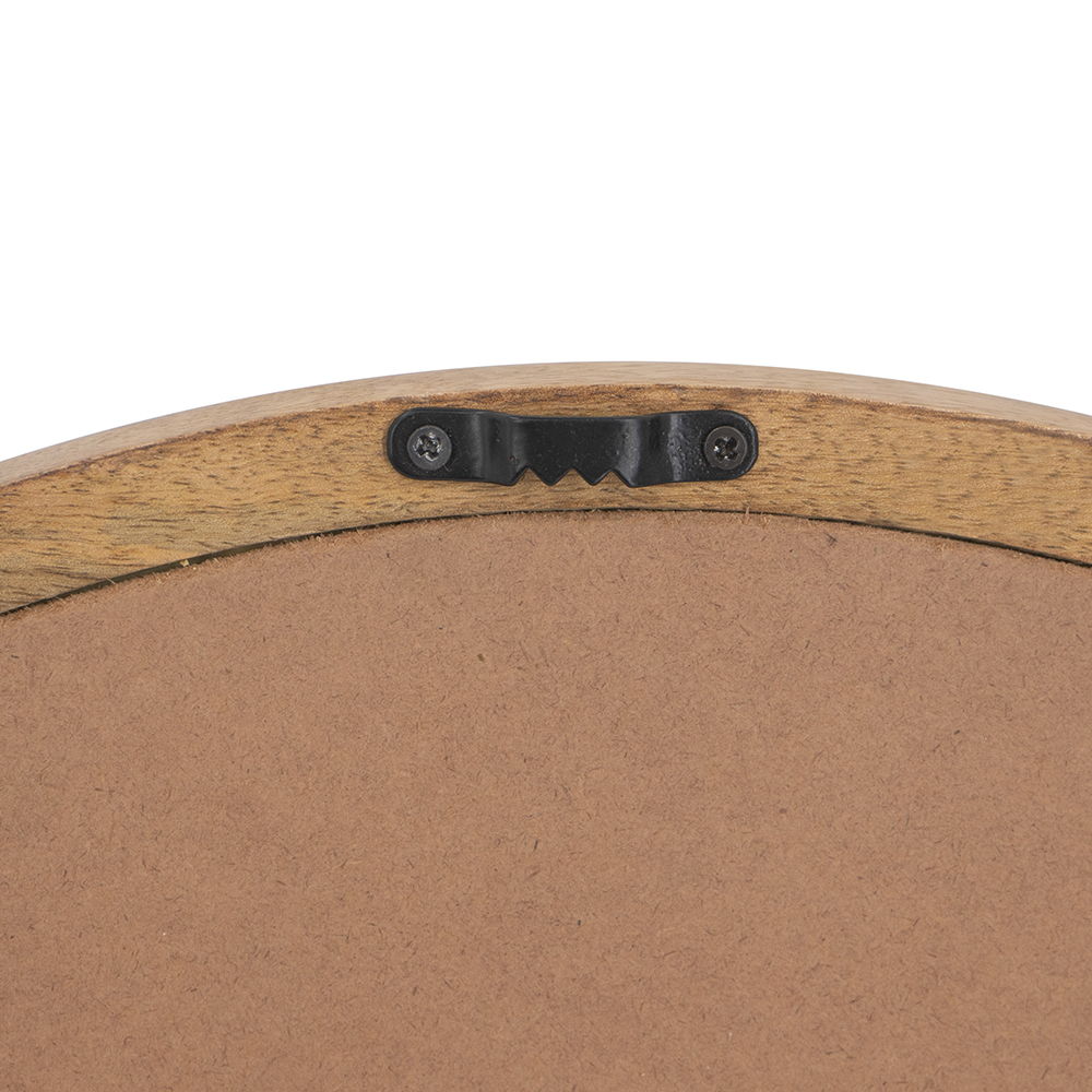 Circle Wall Mirror With Wooden Frame, Wall Mirror For Living Room - Brown