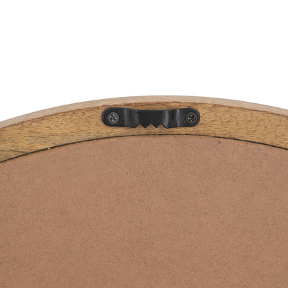 Circle Wall Mirror With Wooden Frame, Wall Mirror For Living Room - Brown