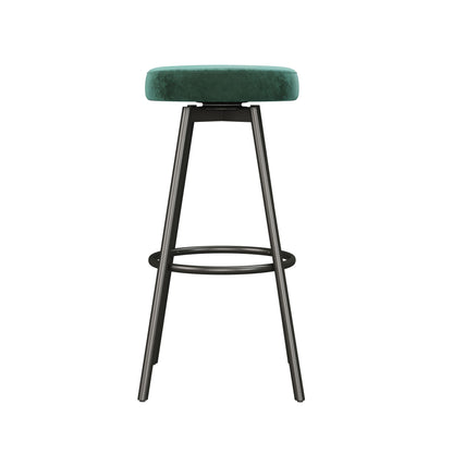 Modern Glam Upholstered Faux Velvet Bar Stool - Emerald