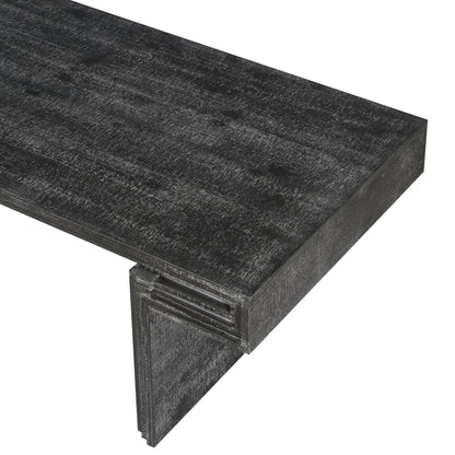 American Vintage Industrial Coffee Table, Premium Reclaimed Wood Texture, Double Tier Structure - Antique Black