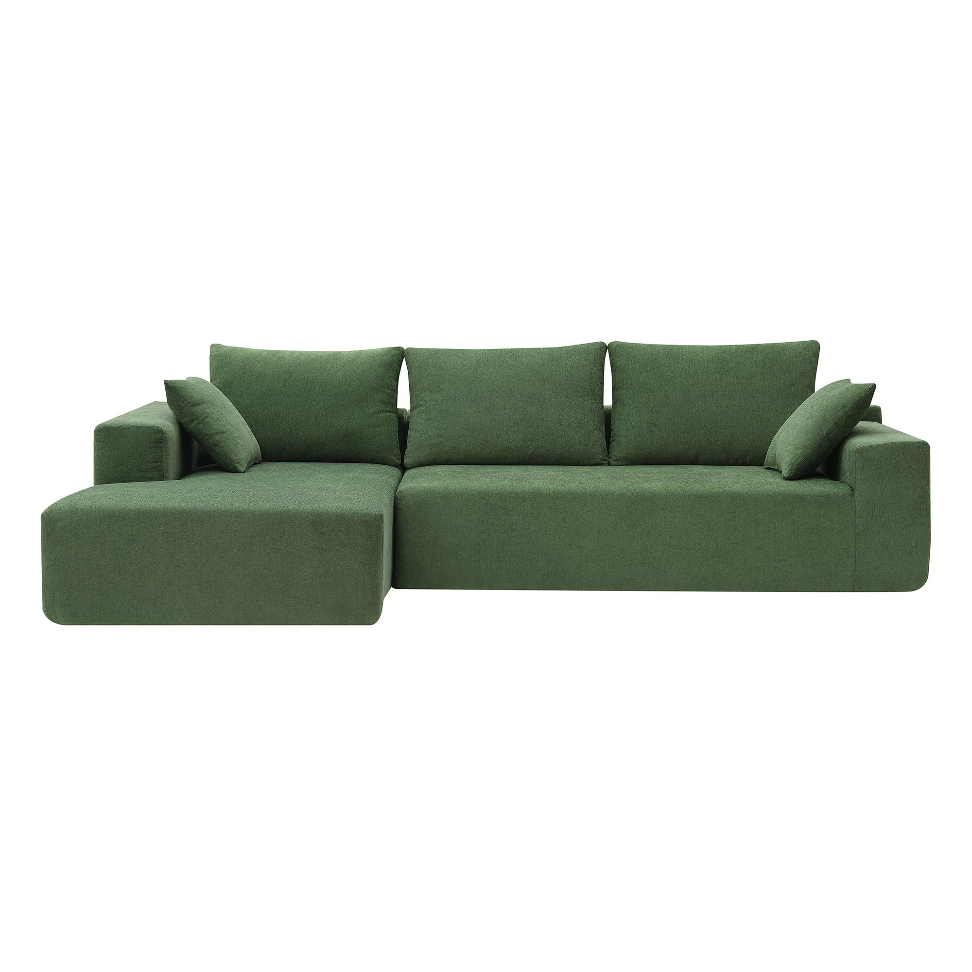 Modular Sectional Living Room Sofa Set, Modern Minimalist Style Couch, Upholstered Sleeper Sofa Salon, 2 Piece Free Combination, L-Shape - Green