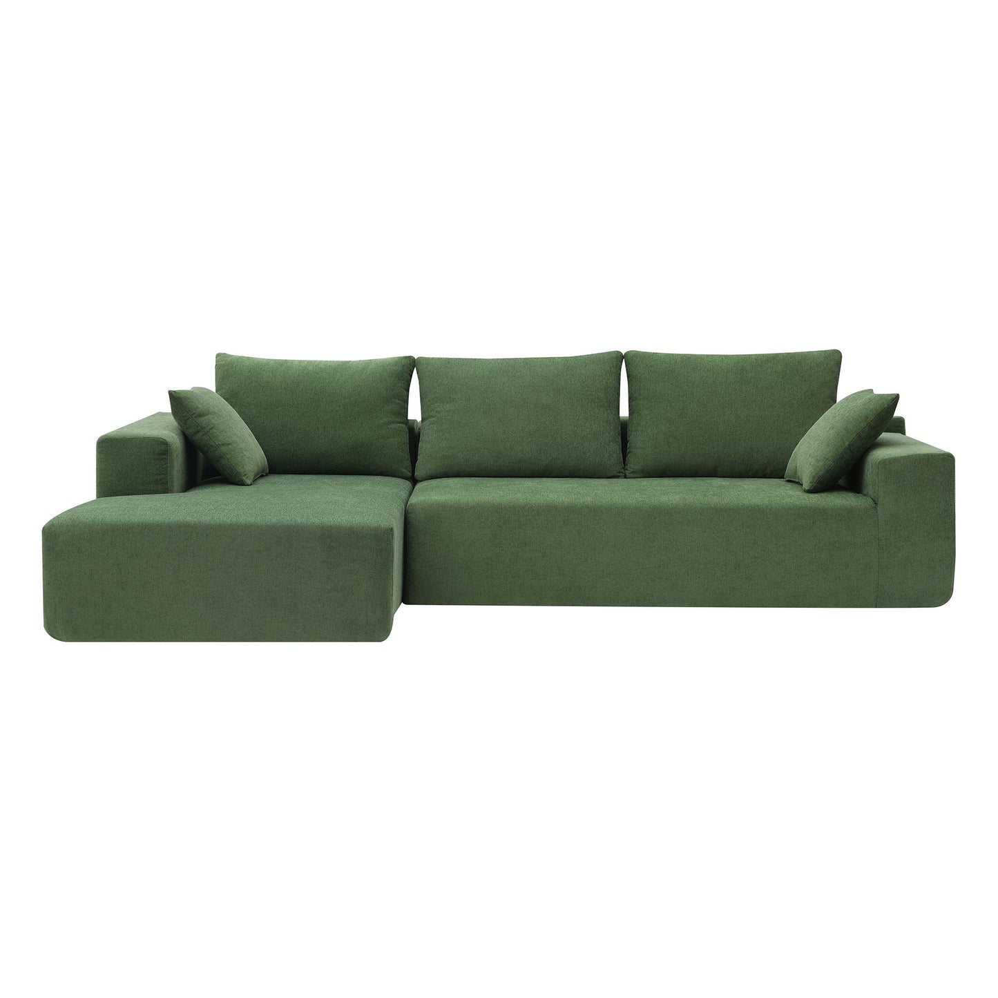 Modular Sectional Living Room Sofa Set, Modern Minimalist Style Couch, Upholstered Sleeper Sofa Salon, 2 Piece Free Combination, L-Shape - Green