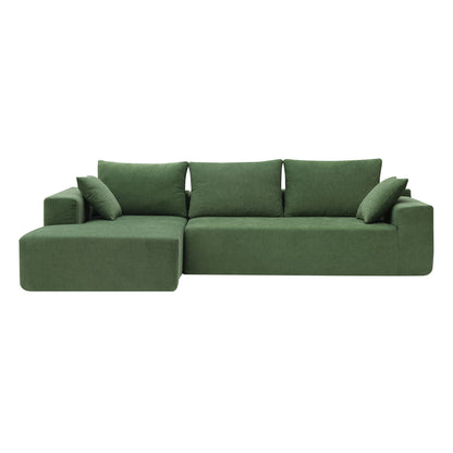 Modular Sectional Living Room Sofa Set, Modern Minimalist Style Couch, Upholstered Sleeper Sofa Salon, 2 Piece Free Combination, L-Shape - Green