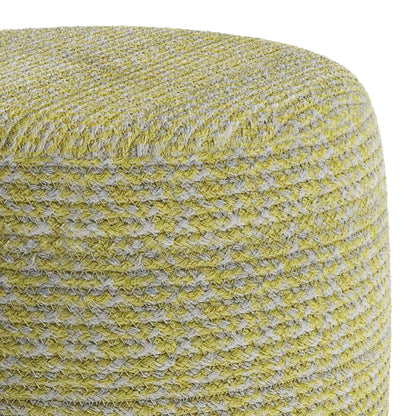 Bayley - Round Braided Pouf - Muted Yellow / Natural