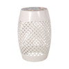 Transitional Roswell - Side Table With Tile Mosaic Top And Lace Cut Metal Frame - White