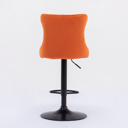 Swivel Velvet Barstools Adjusatble Seat Height, Modern Upholstered Bar Stools With Backs Comfortable Tufted For Home Pub And Kitchen Island (Set of 2) - Orange