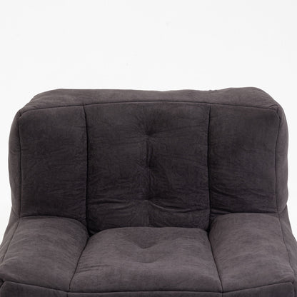 Fluffy Bean Bag Chair, Comfortable Bean Bag For Adults And Children, Super Soft Lazy Sofa Chair With Memory Foam And Ottoman, Indoor Modern Focus Bean Bag Chair For Living Room, Bedroom, Apartment - Black