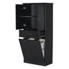 Stylish Bathroom Storage Cabinet With 2 Laundry Baskets And Drawer - Black