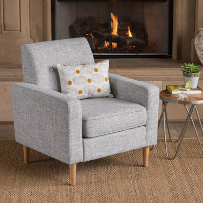 Nebulize - Upholstered Fabric Club Chair With Button Tufted And Square-Off Arm And Back - Light Gray
