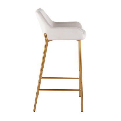 Daniella - Contemporary / Glam Fixed Height Bar Stool (Set of 2) - Gold / White