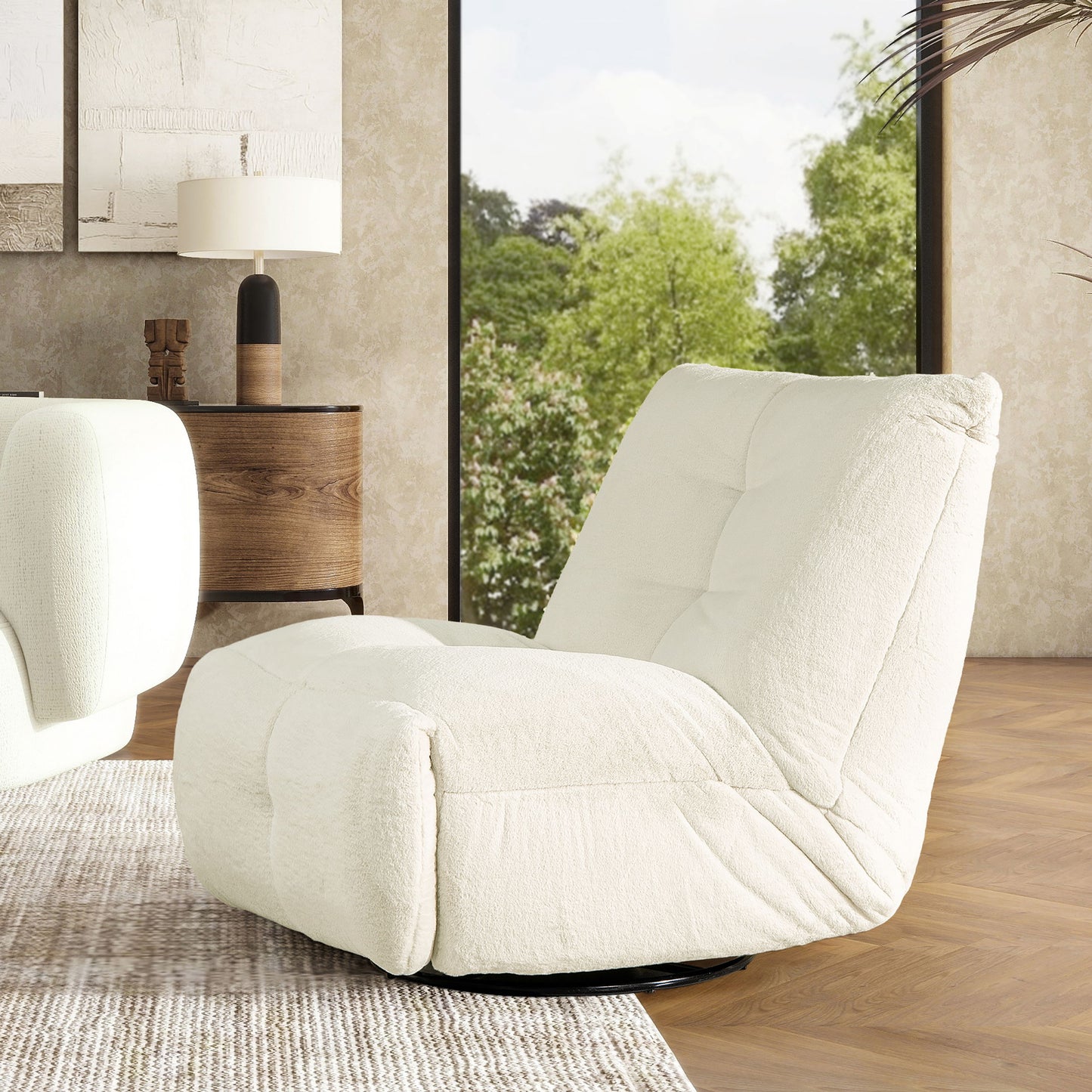 Rearden - Swivel Glider Manual Recliner Gaming Lounge Chair - Pearl White