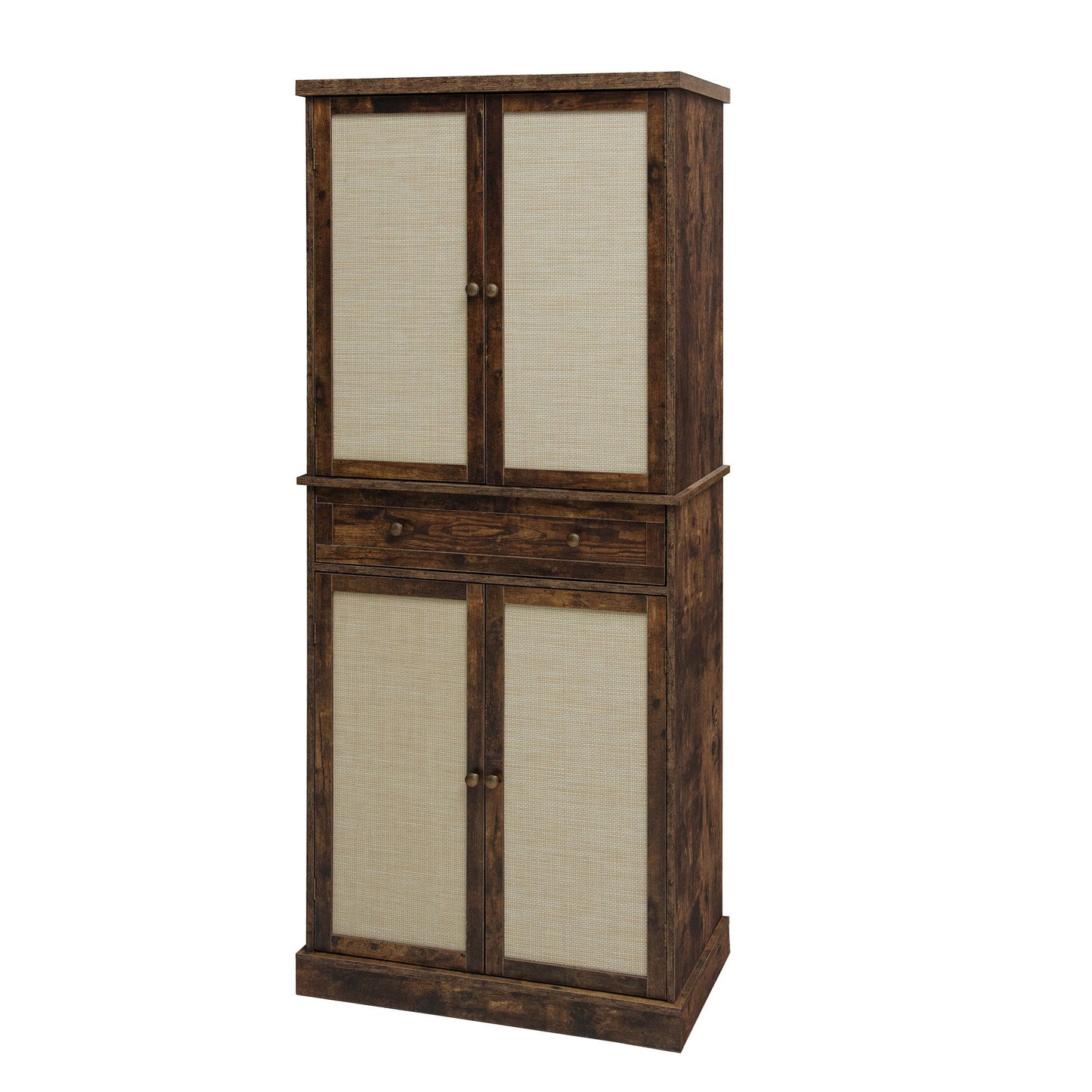 4 Door Cabinet With 1 Drawer, With 4 Adjustable Inner Shelves, Storage Cabinet - Natural