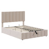 Full Size Upholstered Platform Bed With A Hydraulic Storage System - Beige