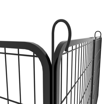 53.94" 6 Panels Heavy Duty Metal Playpen With Door, Dog Fence Pet Exercise Pen For Outdoor, Indoor - Black