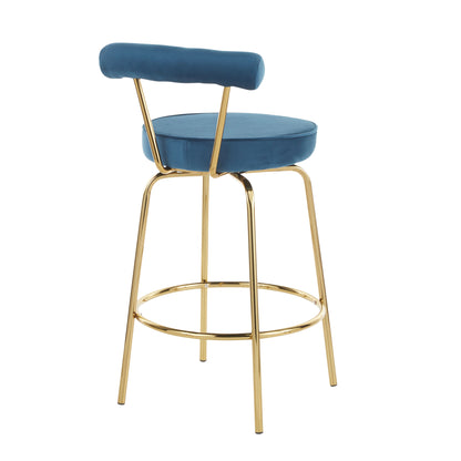 Rhonda - Glam Counter Stool (Set of 2) - Gold / Blue