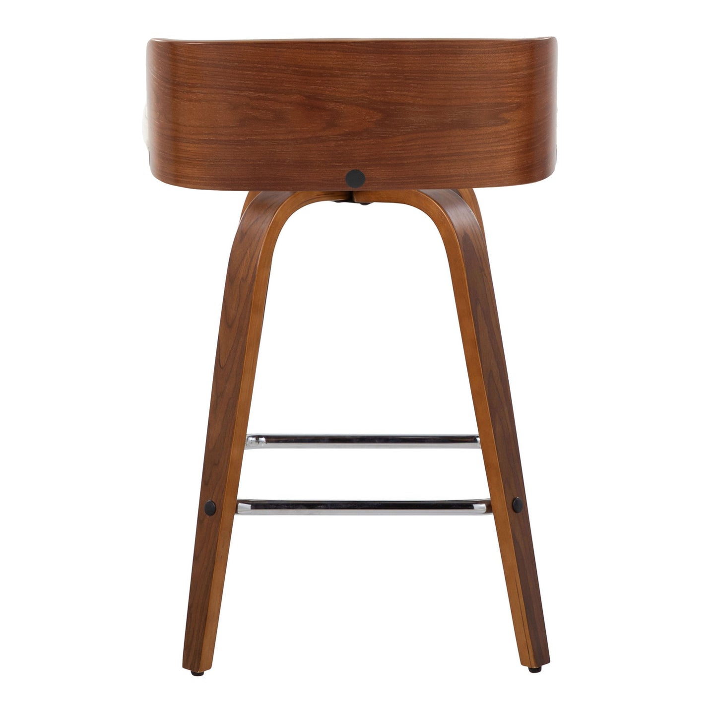 Maya - Mid-Century Modern Fixed Height Counter Stool & Swivel With Square Footrest (Set of 2) - Walnut / Charcoal