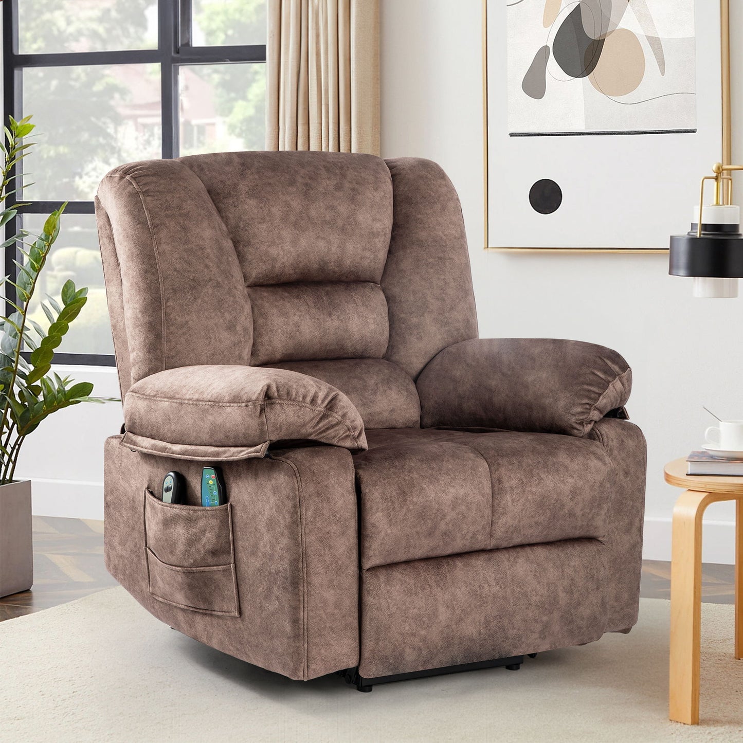 Power Lift Recliner Chair Sofa With Massage - Brown