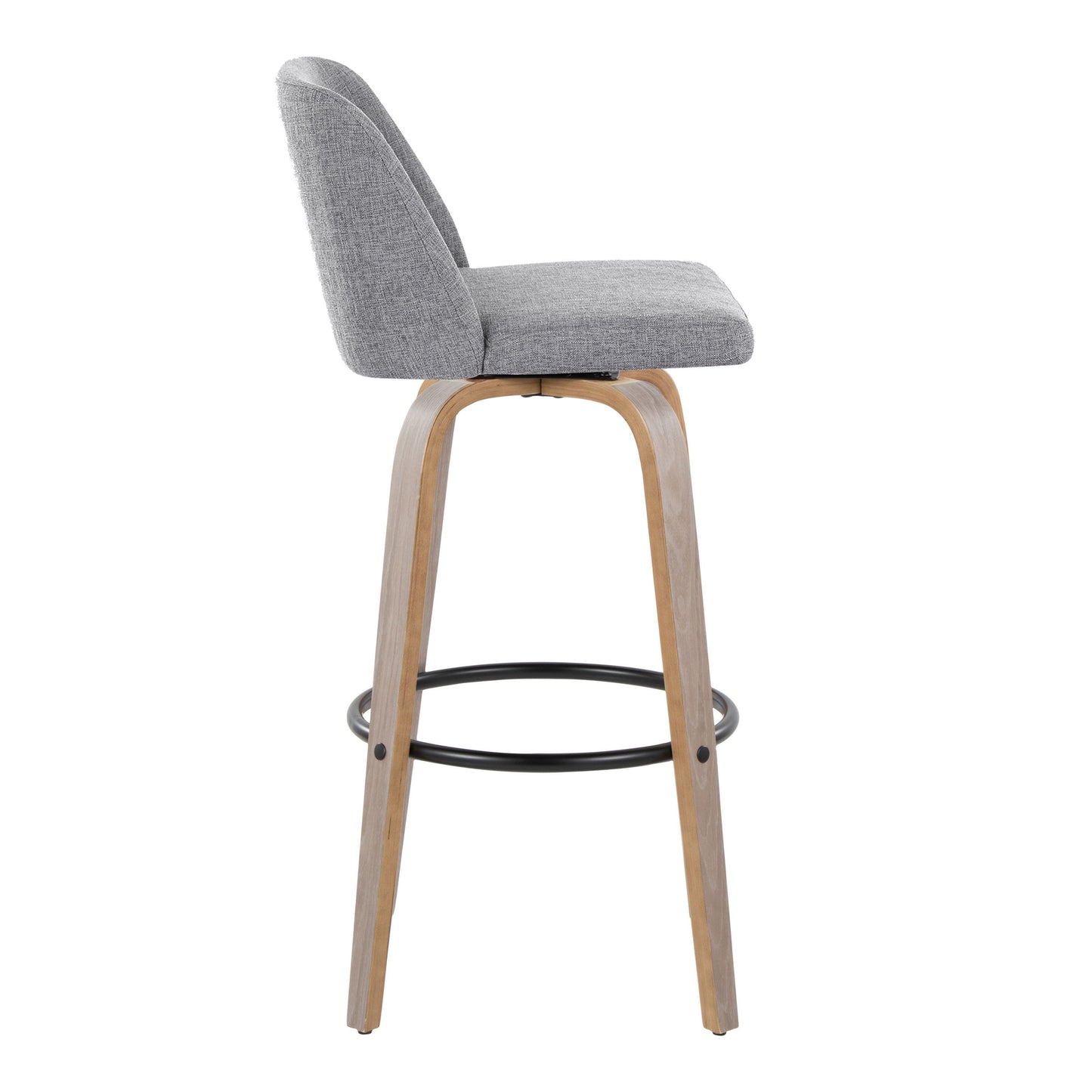 Toriano - Contemporary Fixed Height Barstool With Swivel With Round Footrest (Set of 2) - Light Gray