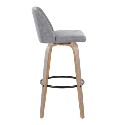 Toriano - Contemporary Fixed Height Barstool With Swivel With Round Footrest (Set of 2) - Light Gray