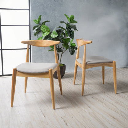 Candescent - Dining Chair With Curved Back And Wood Frame (Set of 2) - Beige