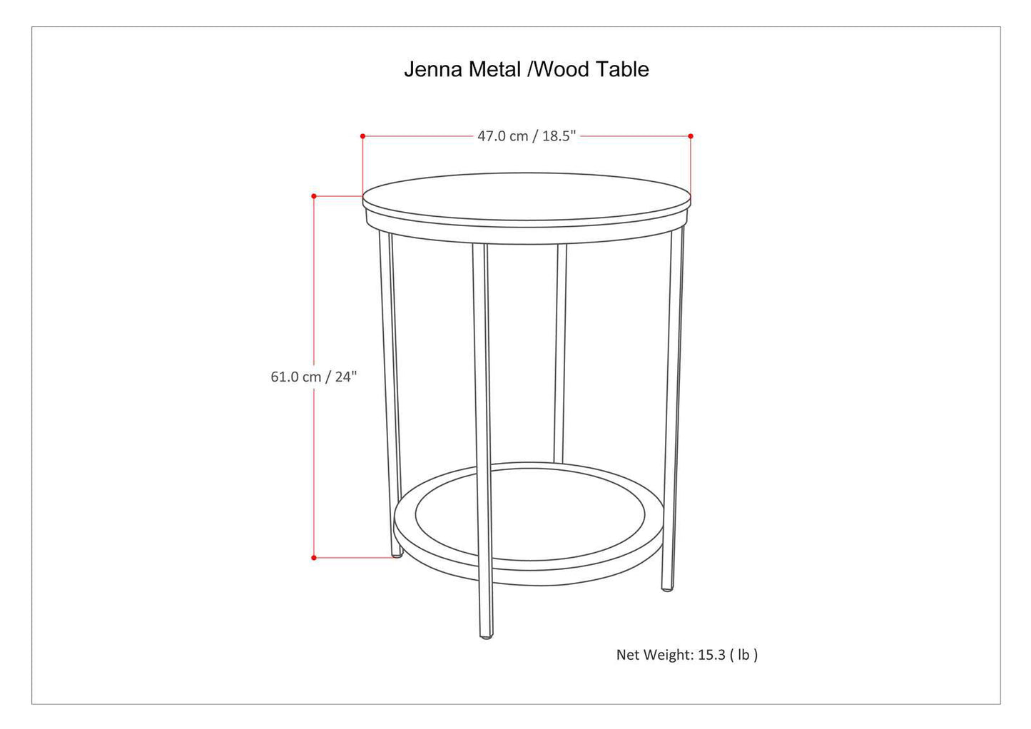 Jenna - Round Side Table - Warm Gray