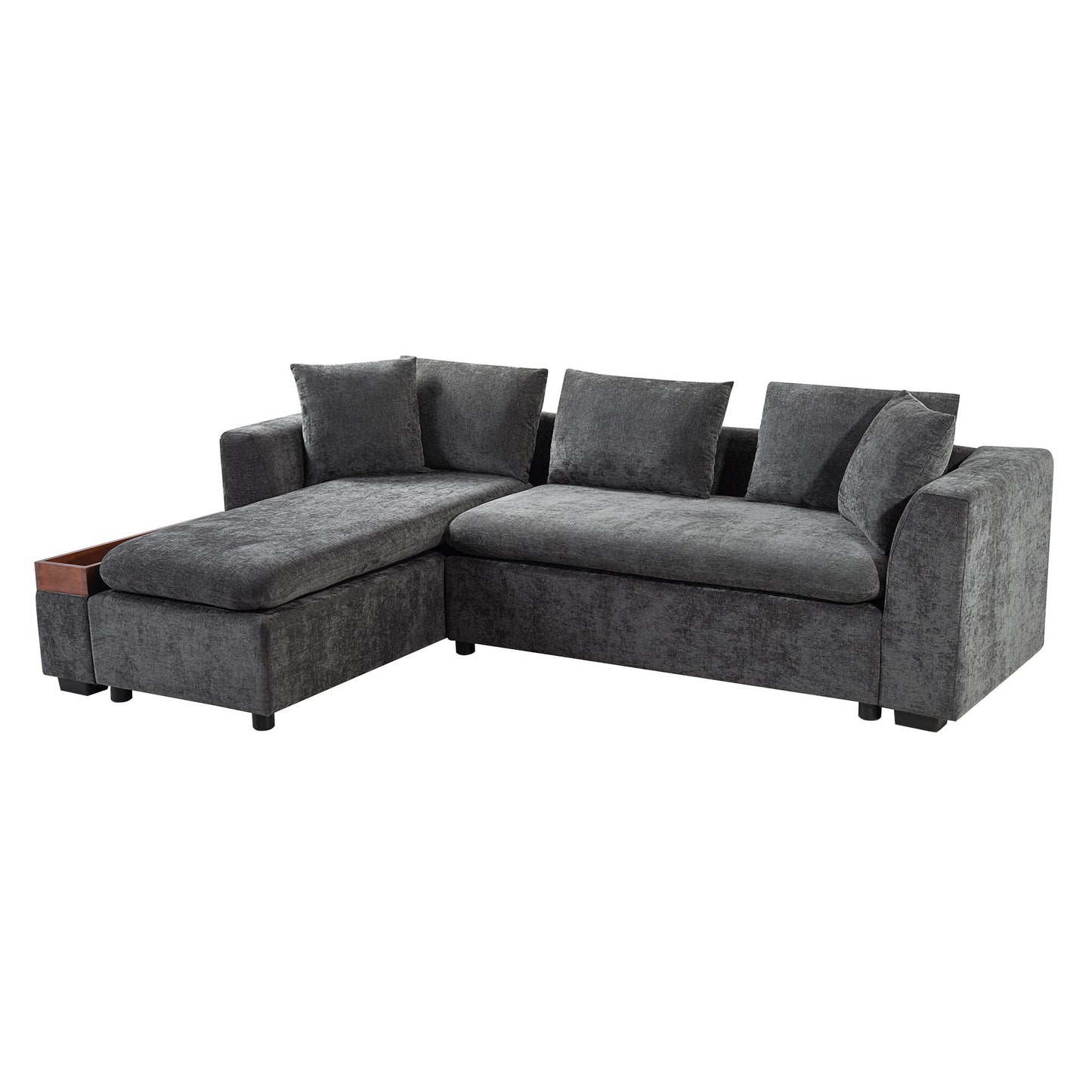 Modern L Shaped Sectional Sofa With Storage Chenille, Upholstered Couch - Gray