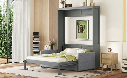 Queen Size Murphy Wall Bed With Cushion - Gray