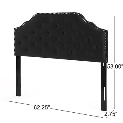 Charismatic - Queen & Full Size Headboard With Button Tufting And Nailhead Trim - Black