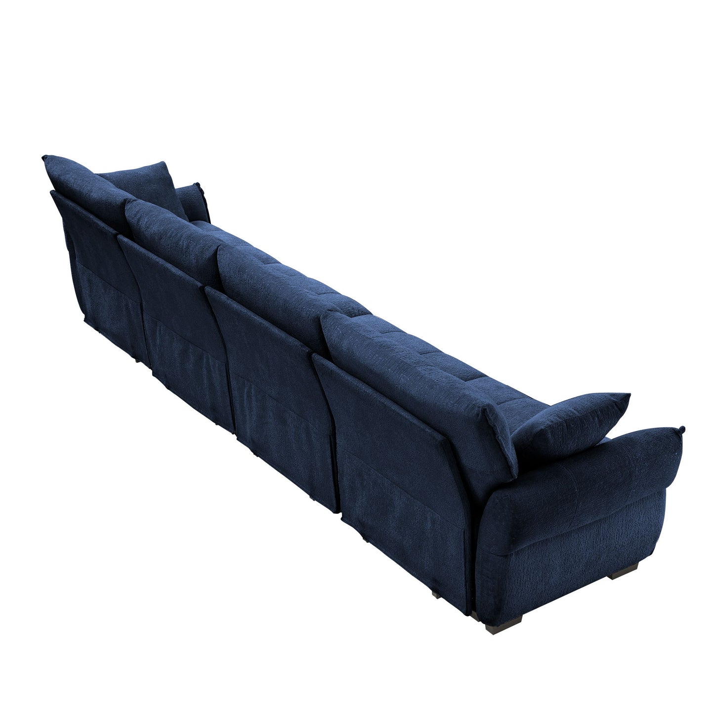 Modern 4 Seater Sofa Frame In Premium, High Resilience Cushions, Versatile Seating - Blue