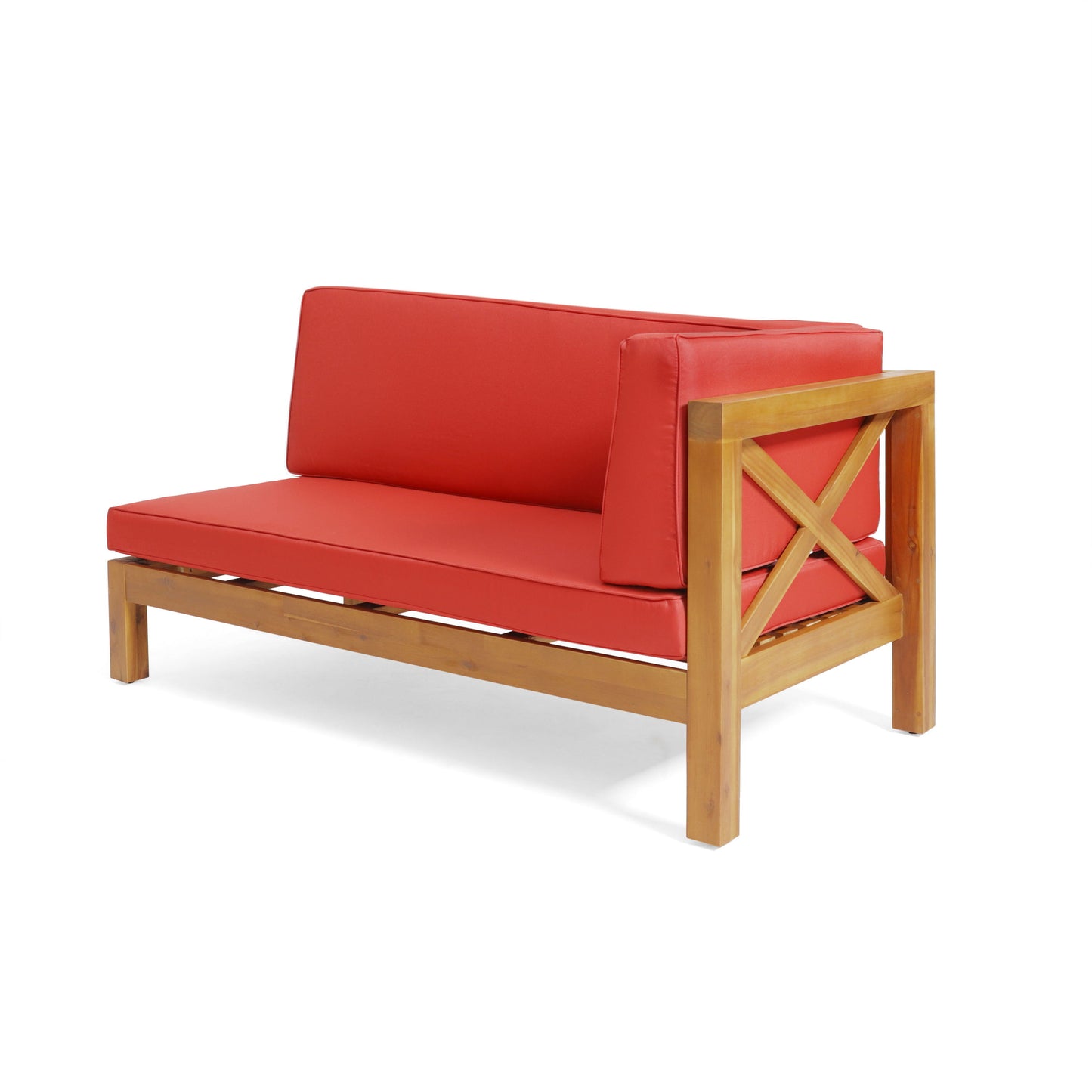 Brava - X Back Corner Bench R With Coffee Table - Red