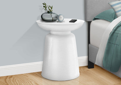 Drum Accent Side Table, Durable Construction - White
