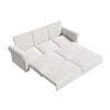 King Pull Out Sofa Bed, Chesterfield Sofa, 3 In 1 Velvet Convertible Sleeper Sofa With Nailhead Trim & Rolled Arm, Multifunctional Sofa Bed For Living Room - Beige