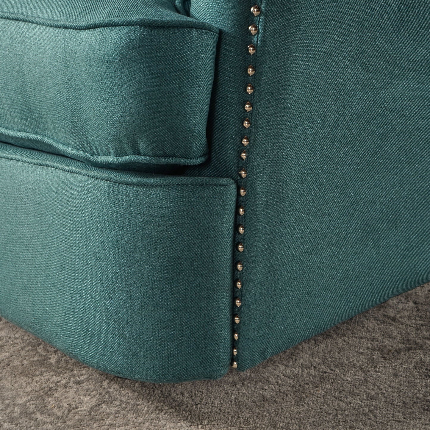 Electric Recliner Chair With Elegant Copper Accents And Soft Upholstery - Teal