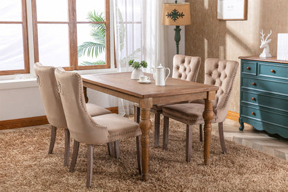 Nikki - Modern, High-End Tufted Solid Wood Contemporary Velvet Upholstered Dining Chair With Wood Legs Nailhead Trim (Set of 2) - Khaki