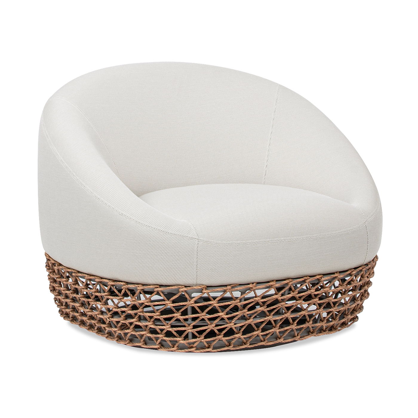 Willow - Upholstered Woven Patio Deep Seating Armchair, Wicker Frame - Wheat Beige / Golden Brown