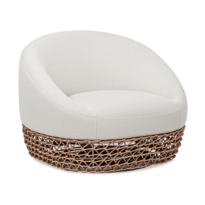 Willow - Upholstered Woven Patio Deep Seating Armchair, Wicker Frame - Wheat Beige / Golden Brown