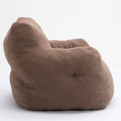 Soft Teddy Fabric Tufted Foam Bean Bag Chair With Teddy Fabric - Coffee